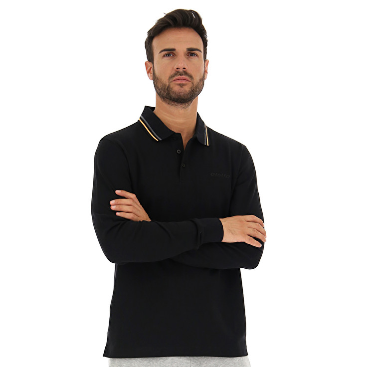 Lotto Classica Ls Pq Camisa Polo Hombre - Negras - Colombia YVZRJDP-43